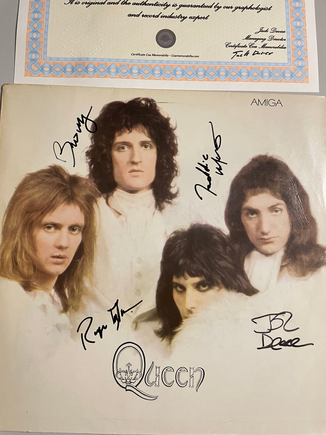 Queen "Queen" LP del 1981 - Firmato da Freddie Mercury, Brian May, John Deacon e Roger Taylor