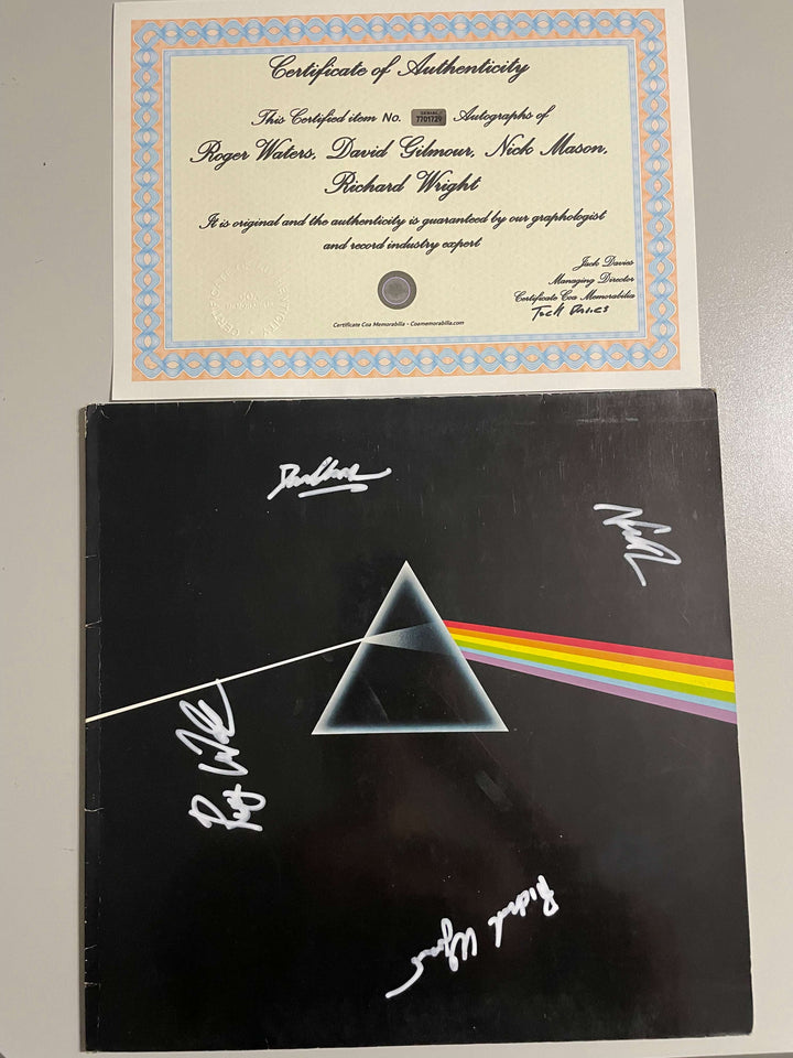 Pink Floyd The Dark Side of the Moon LP de 1977: firmado por David Gilmour, Nick Mason, Roger Waters y Richard Wright