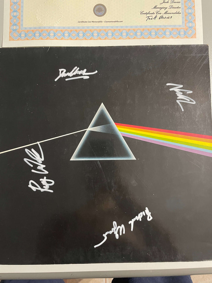 Pink Floyd The Dark Side of the Moon LP de 1977: firmado por David Gilmour, Nick Mason, Roger Waters y Richard Wright