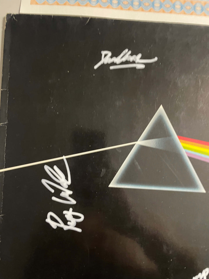 Pink Floyd The Dark Side of the Moon LP de 1977: firmado por David Gilmour, Nick Mason, Roger Waters y Richard Wright