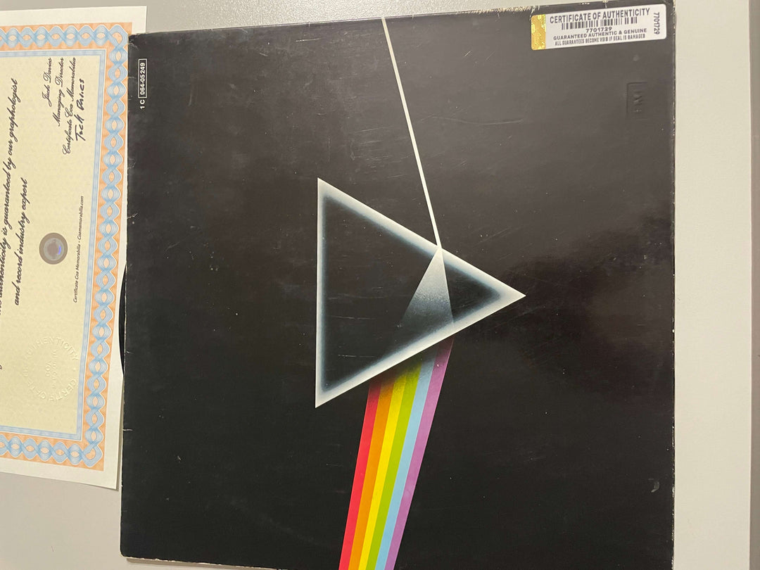 Pink Floyd The Dark Side of the Moon LP de 1977: firmado por David Gilmour, Nick Mason, Roger Waters y Richard Wright