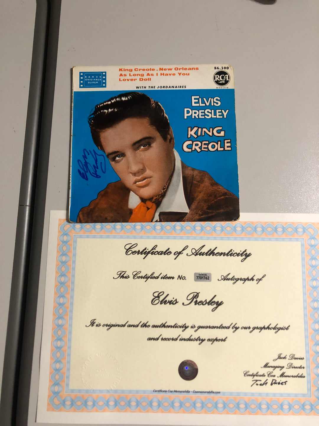 Elvis Presley - "King Creole" LP (1963) 45 RPM - Autographed by Elvis Presley