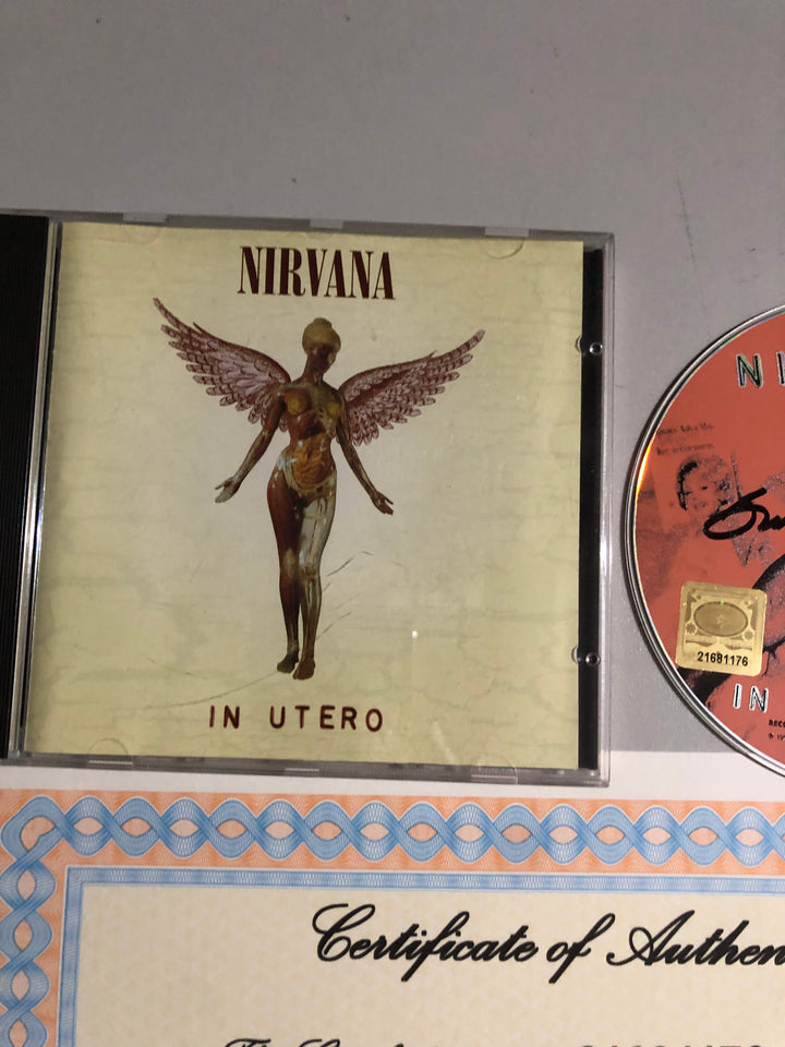 Nirvana - "In Utero" CD (1993) - Autografato da Kurt Cobain, Dave Grohl e Krist Novoselic + COA