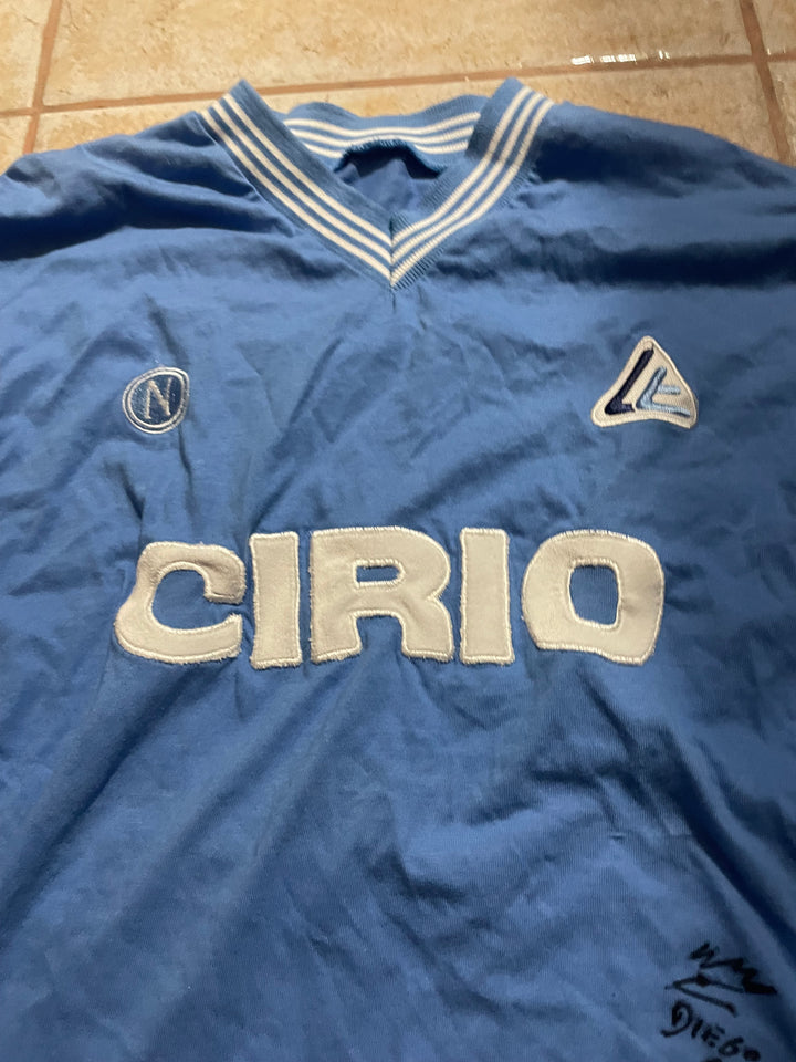 Camiseta de Maradona auténtica autografiada 1984/85 Partido del jugador del Napoli usado con certificado de autenticidad - azul xl