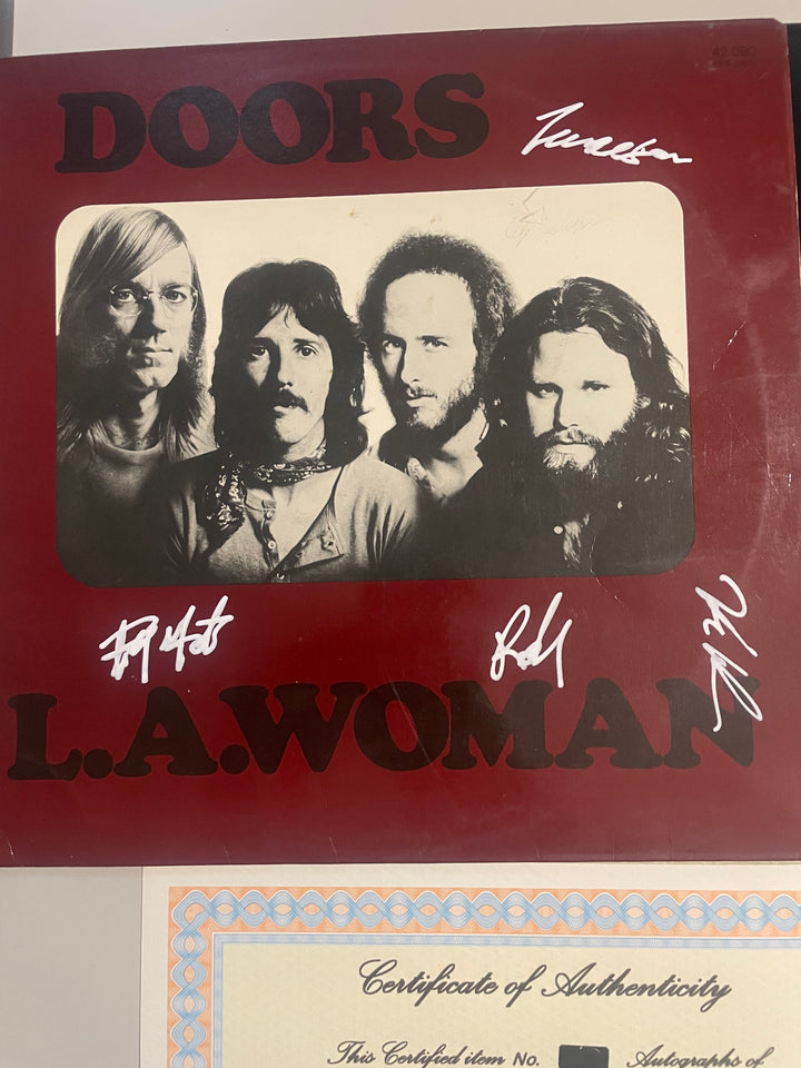 Lp The Doors Autographed Jim Morrison Krieger Manzarek Densmore LA Woman with COA