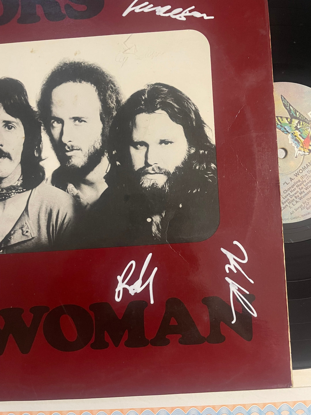 Lp The Doors Autographed Jim Morrison Krieger Manzarek Densmore LA Woman with COA