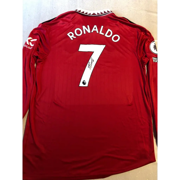 Ronaldo Jersey Shirt, Jersey CR7 Cristiano Ronaldo Autographed Manchester United 2022/2023 Shirt - Vs Player Match + COA Memorabilia Certificate