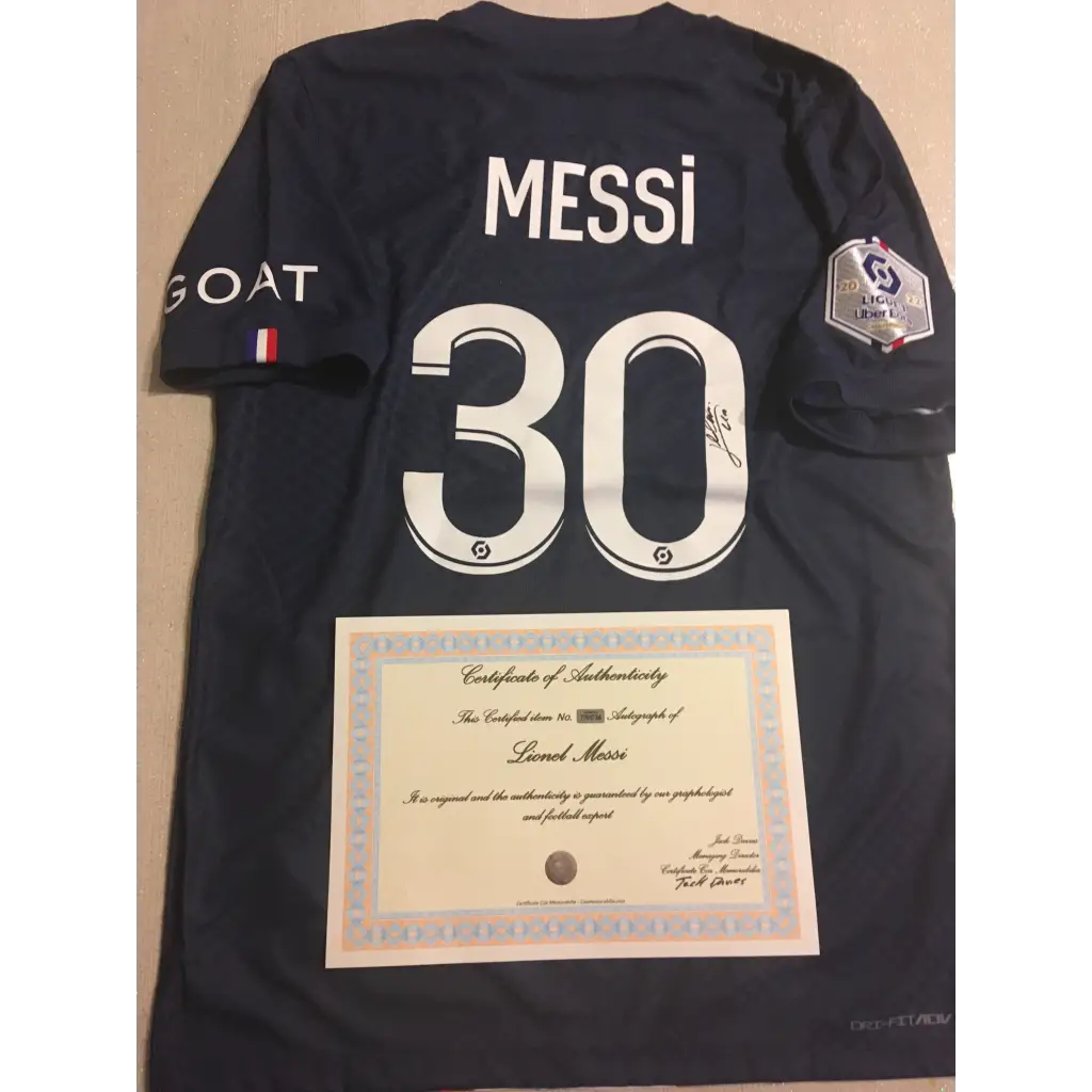 Messi Autographed Jersey, Jersey Messi Autographed Paris Saint-Germain PSG vs Player Match Worn + Certificate of Authenticity COA