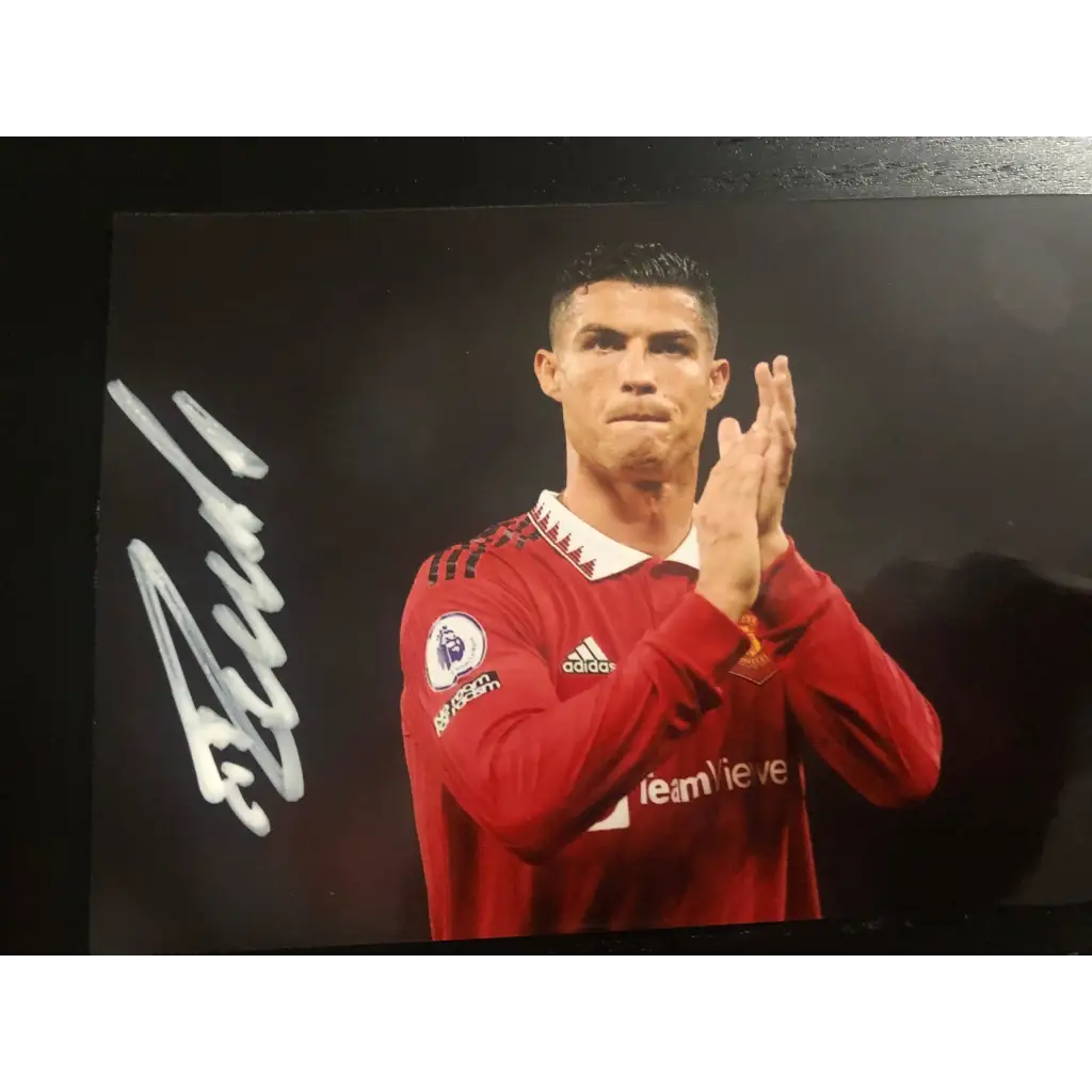 Cristiano Ronaldo Autograph, Photo Cristiano Ronaldo CR7 Autograph Hand Signed Manchester United + Label Certificate Coa Memorabilia