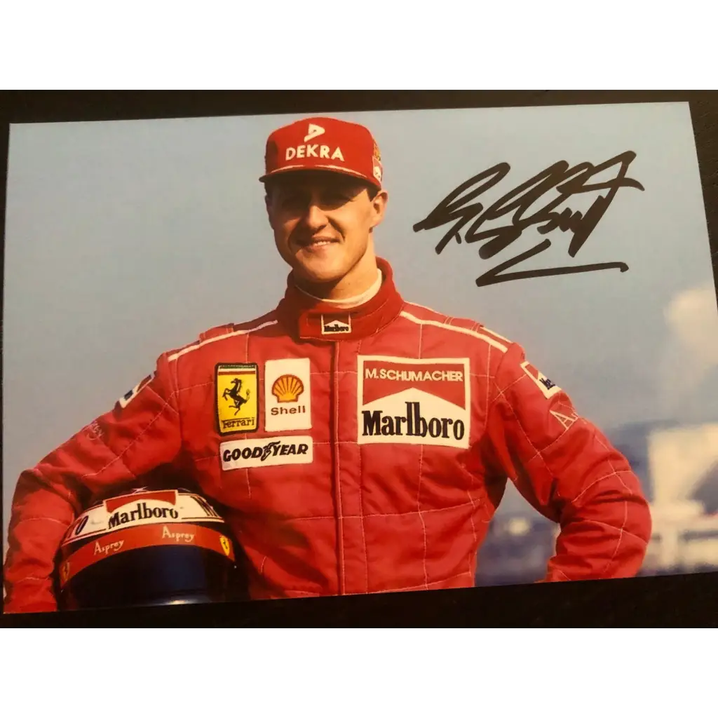Michael Schumacher Autograph, Photo Michael Schumacher Autograph Hand Signed F1 Ferrari + Label Certificate Coa Memorabilia
